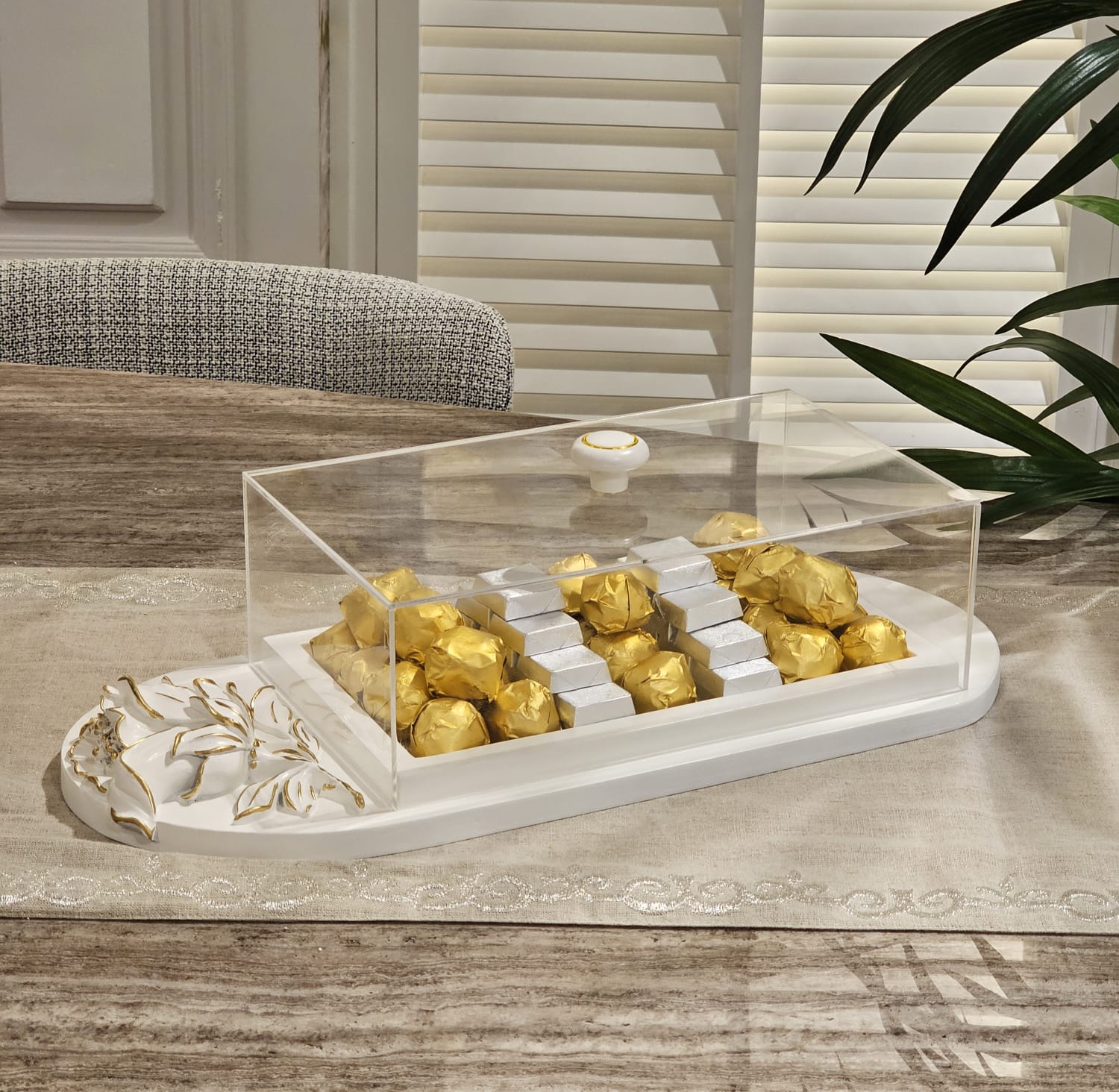 ستاند و صحون تقديم NU-2-WT لتقديم المكسرات و الشوكلا أو الحلويات مجففة Nuts Serving Stands & Plates