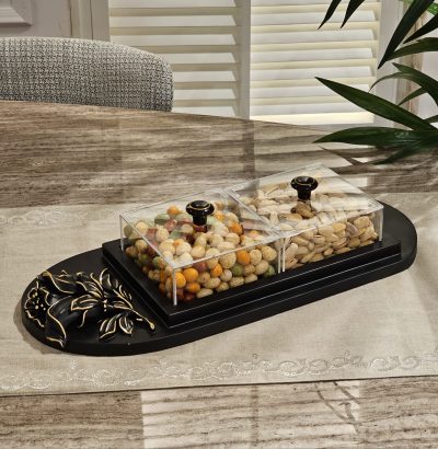 ستاند و صحون تقديم NU-2-BK لتقديم المكسرات و الشوكلا أو الحلويات مجففة Nuts Serving Stands & Plates