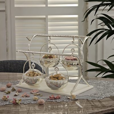 صحون مكسرات SL-14-4S, صحون تقديم مكسرات و حلى, صحون التقديم الثنائية، الثلاثية والرباعية،ستاندات الأنيقة للطاولة, مثالية لتقديم المكسرات والحلوى و الشوكلا