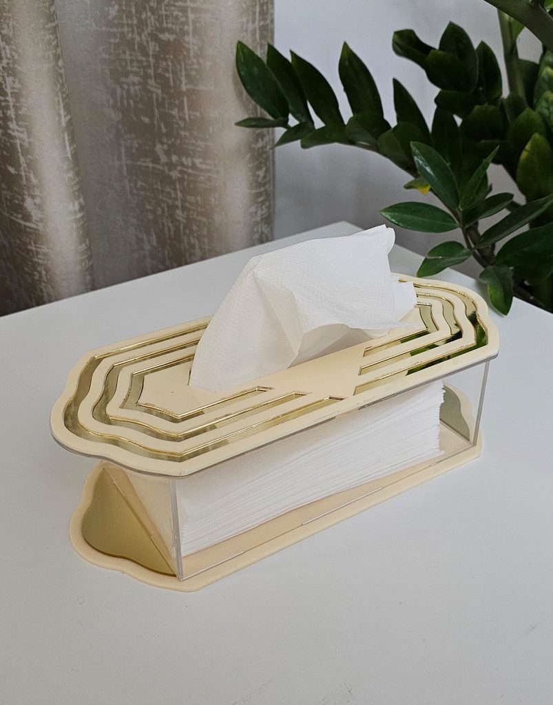 علبة مناديل أكريليك, علبة محارم أكريليك, Palermo Beige Acrylic Tissue Box Dubai UAE