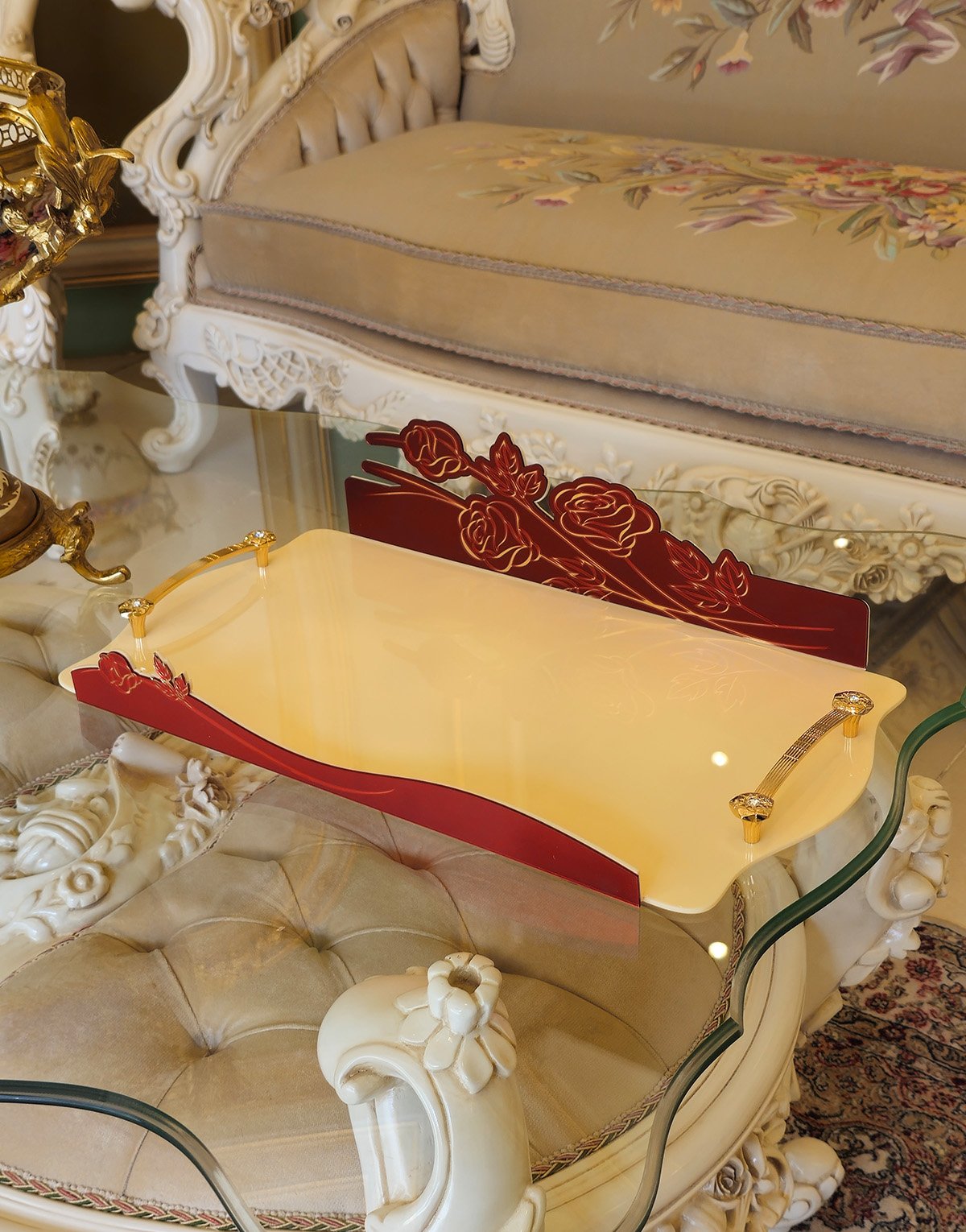 Acrylic Rose Style Tray Red